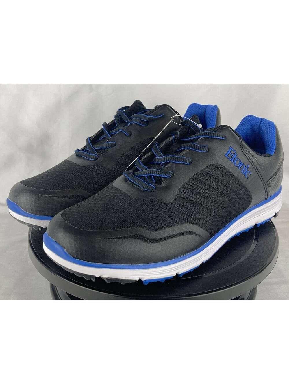 NEW Men’s 9.5 Wide 2E Etonic Golf Shoes Black Blue Spikeless Comfort EG600BKB